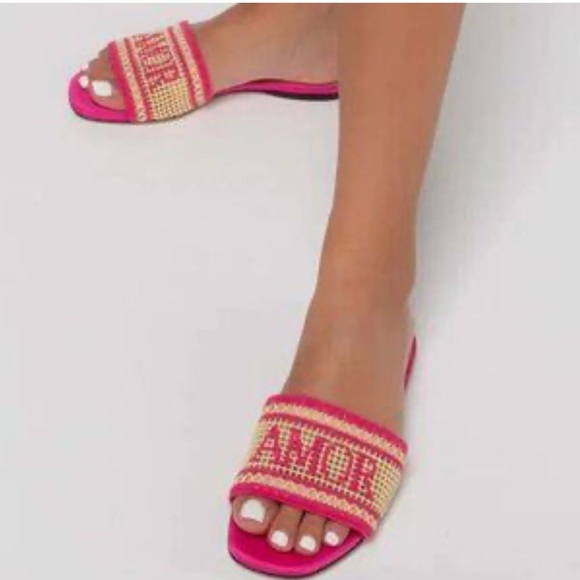 ARTEANA Taupe Made In Italy Roma Slide Sandals Fuchsia 668mn - Picture 1 of 8